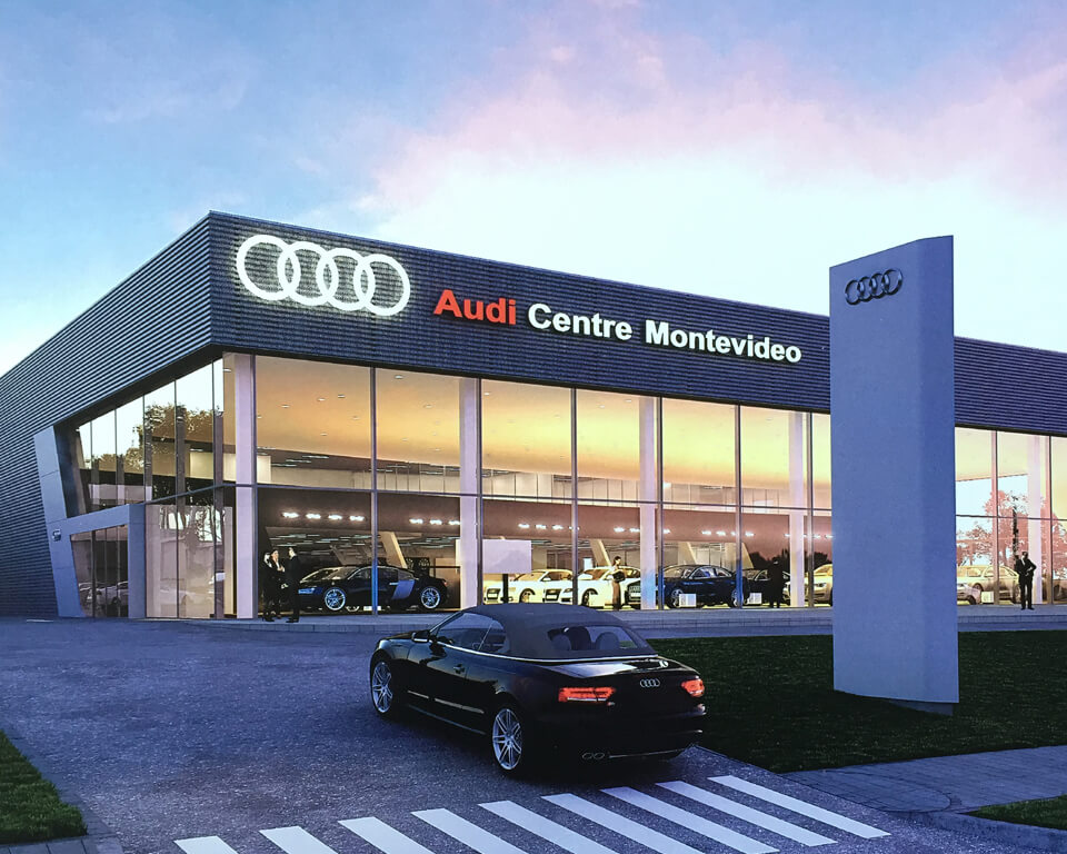 Steel Structure Audi Showroom And Workshop In Uruguay