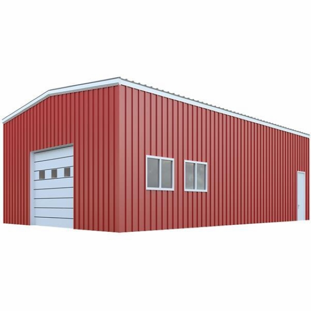 Prefab steel structure red industrial workshops plants warehouse storage