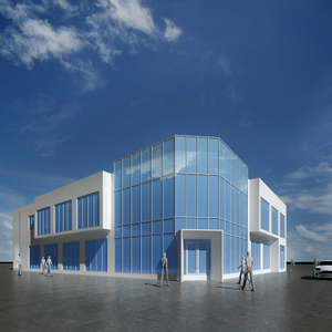 3d Blue Commericial Steel Building Showroom