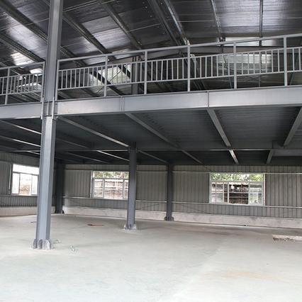 ISO 3d Industrial steel building with mezzanine